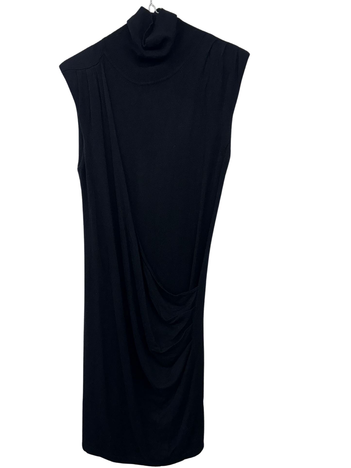 Black Sleeveless Midi Dress with Turtleneck