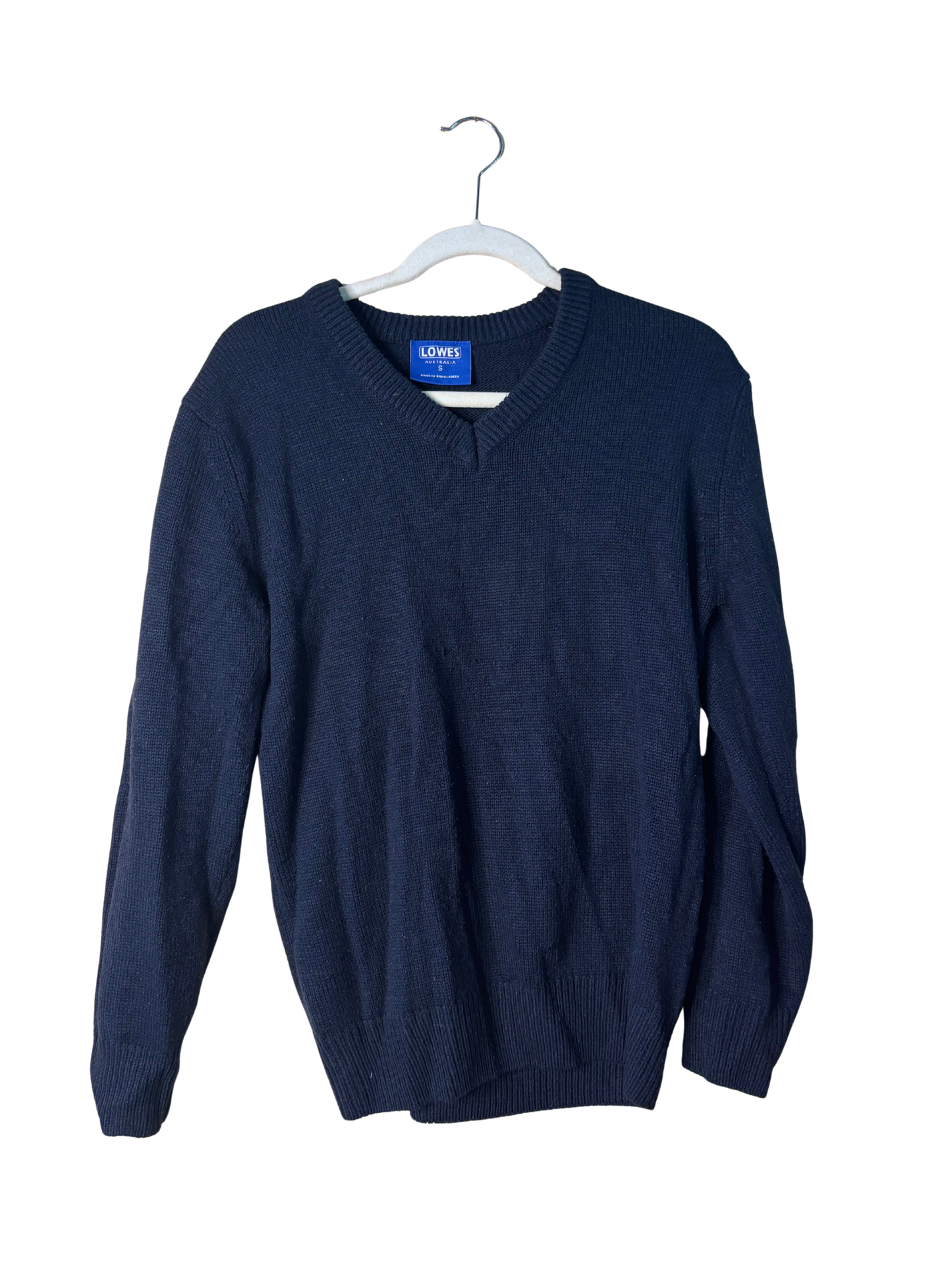 Dark Blue V Neck Knit Sweater