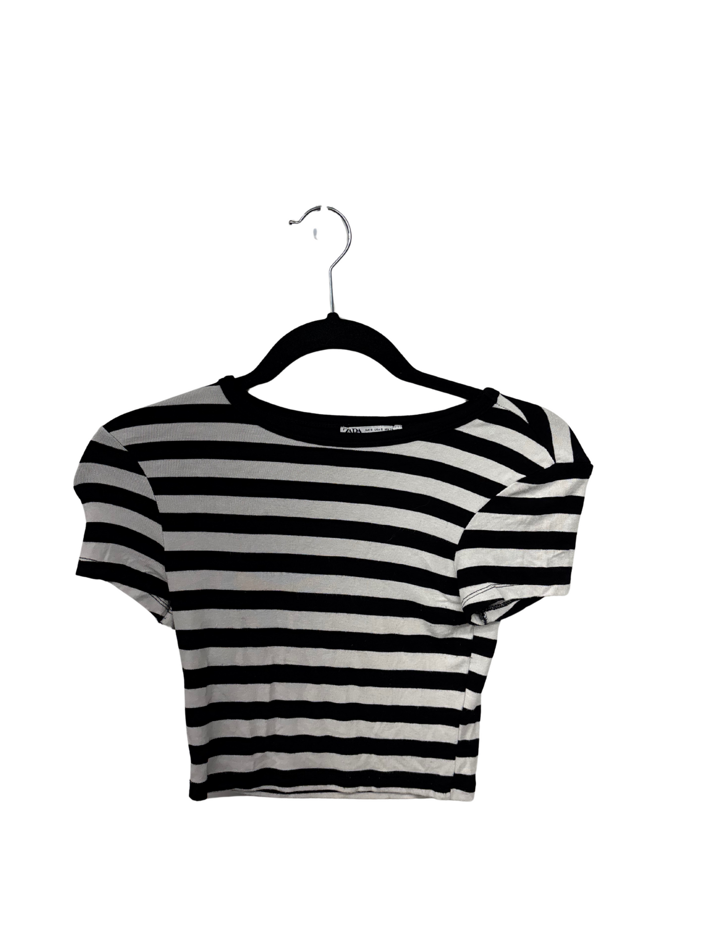 Black & White Stripe Crop T Shirt