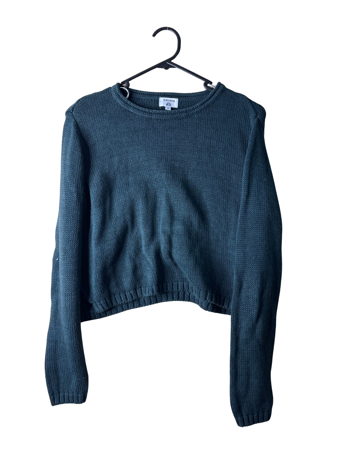 Dark Green Crop Knit Jumper