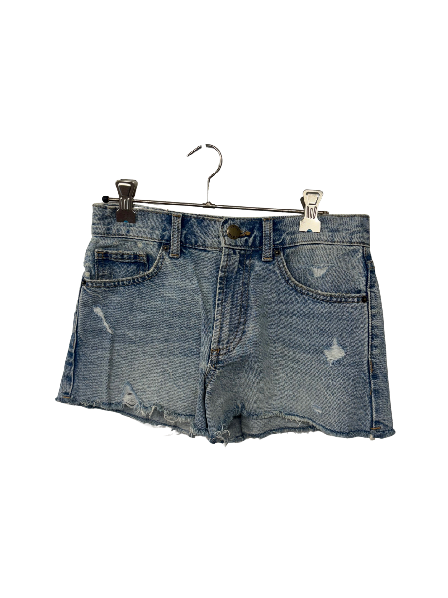 Blue Denim Highwaisted Distressed Micro Shorts