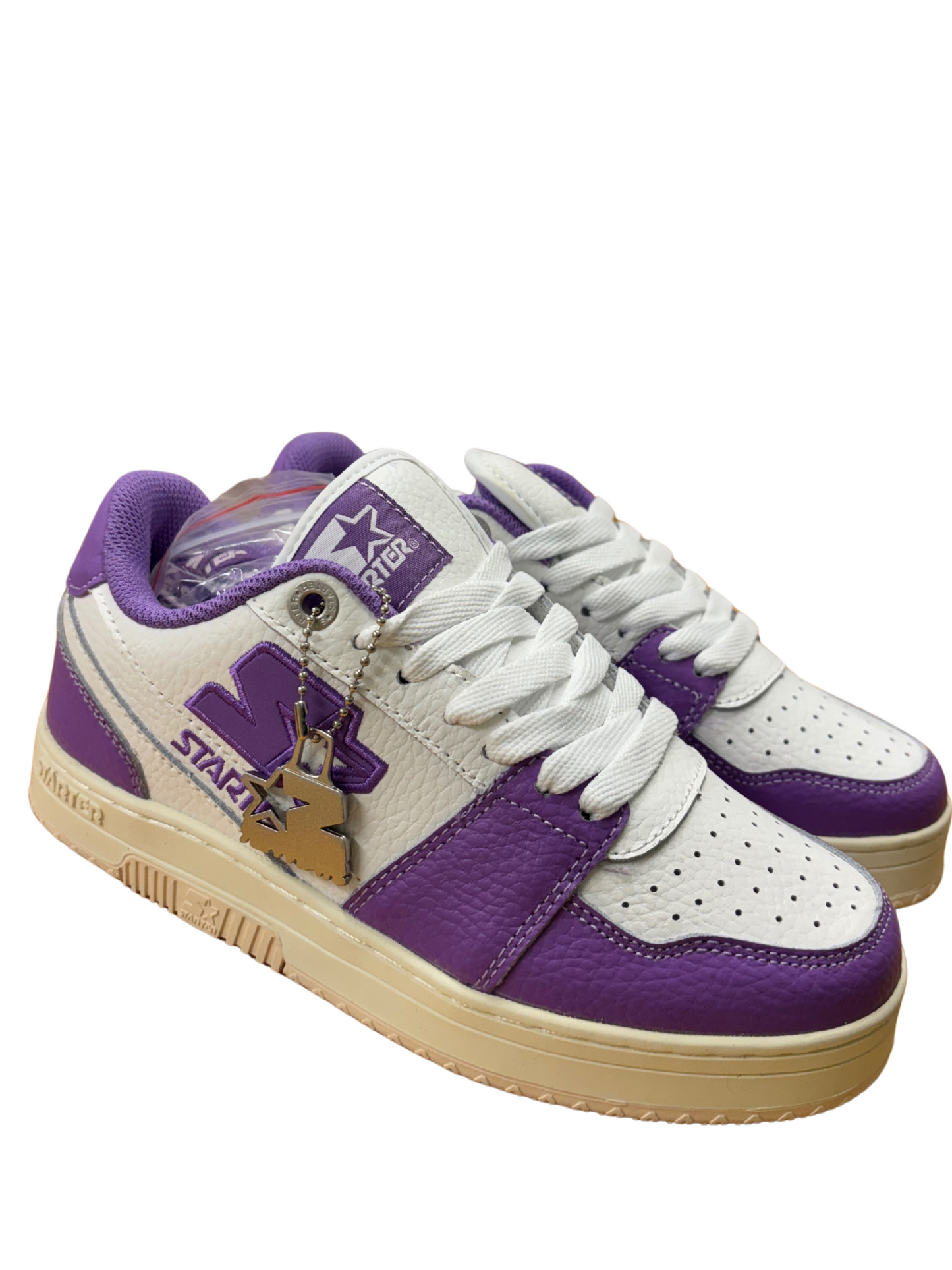 White & Purple Lowcut Sneakers