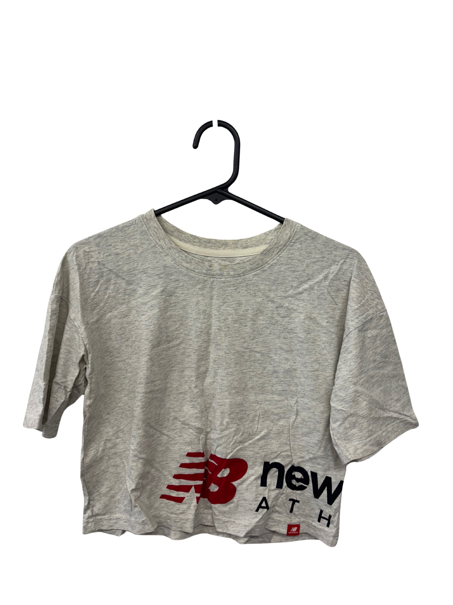 Grey & Cream Marle Short Sleeve Crop T Shirt