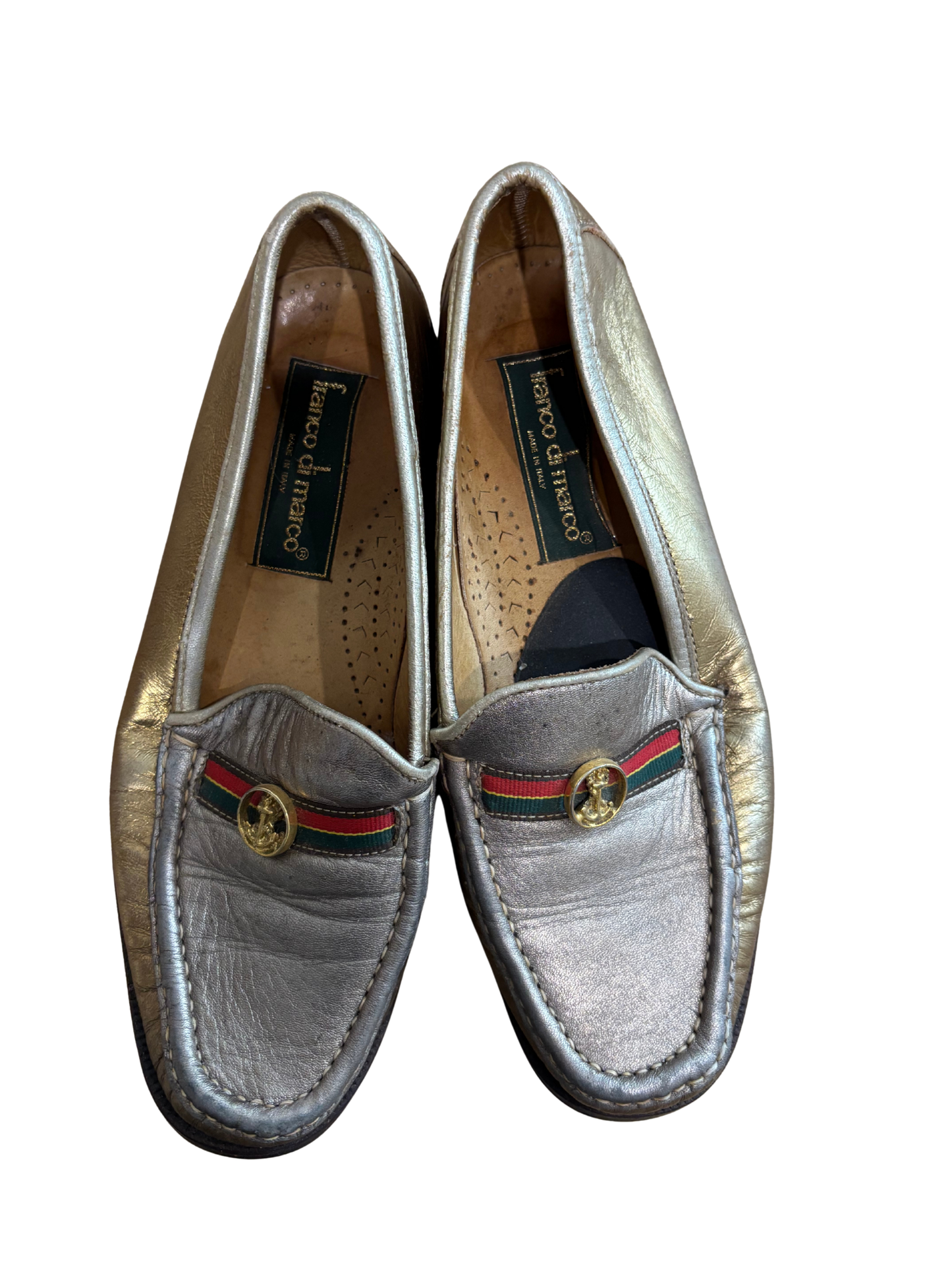 Vintage Gold & Silver Loafer Shoes