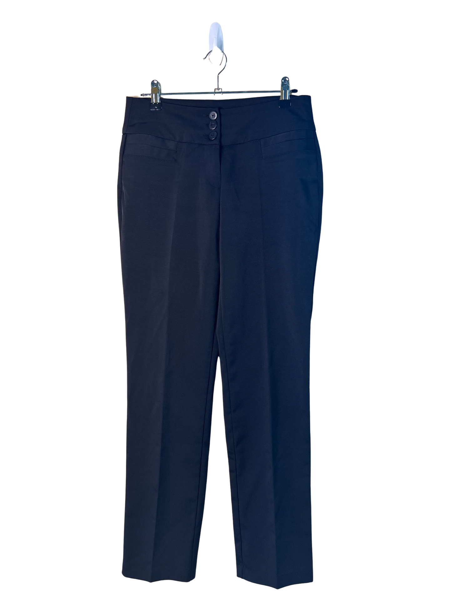 00s Black Mid Rise Straight Leg Tailored Pants