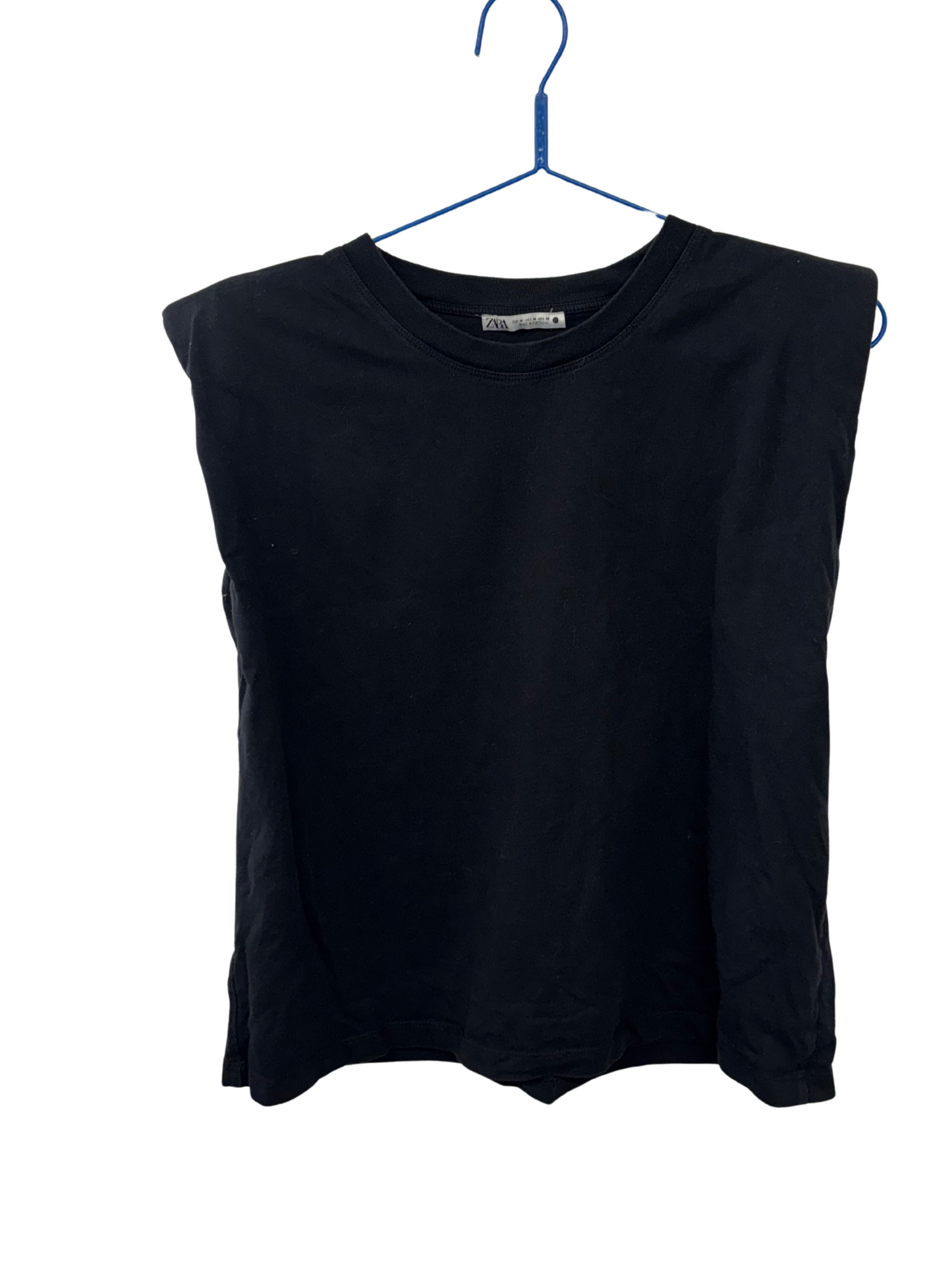 Black Sleeveless Boxy Top with Shoulder Pads