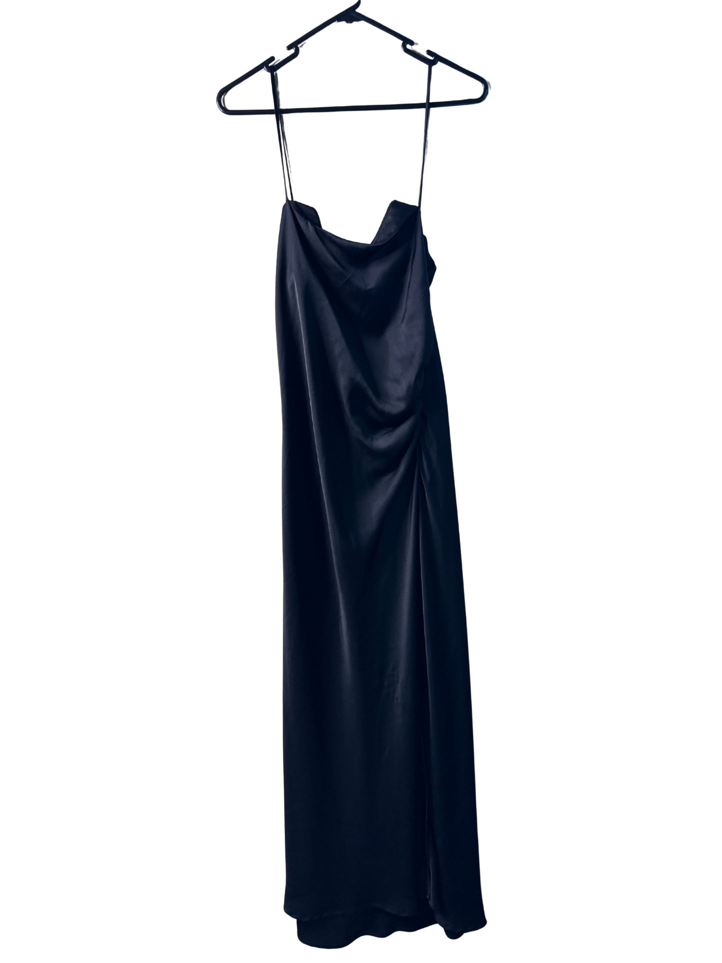 Black Strappy Ruched Waist Long Dress