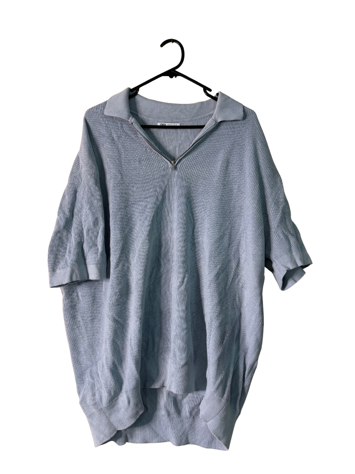 Light Blue Short Sleeve Knit Polo Shirt