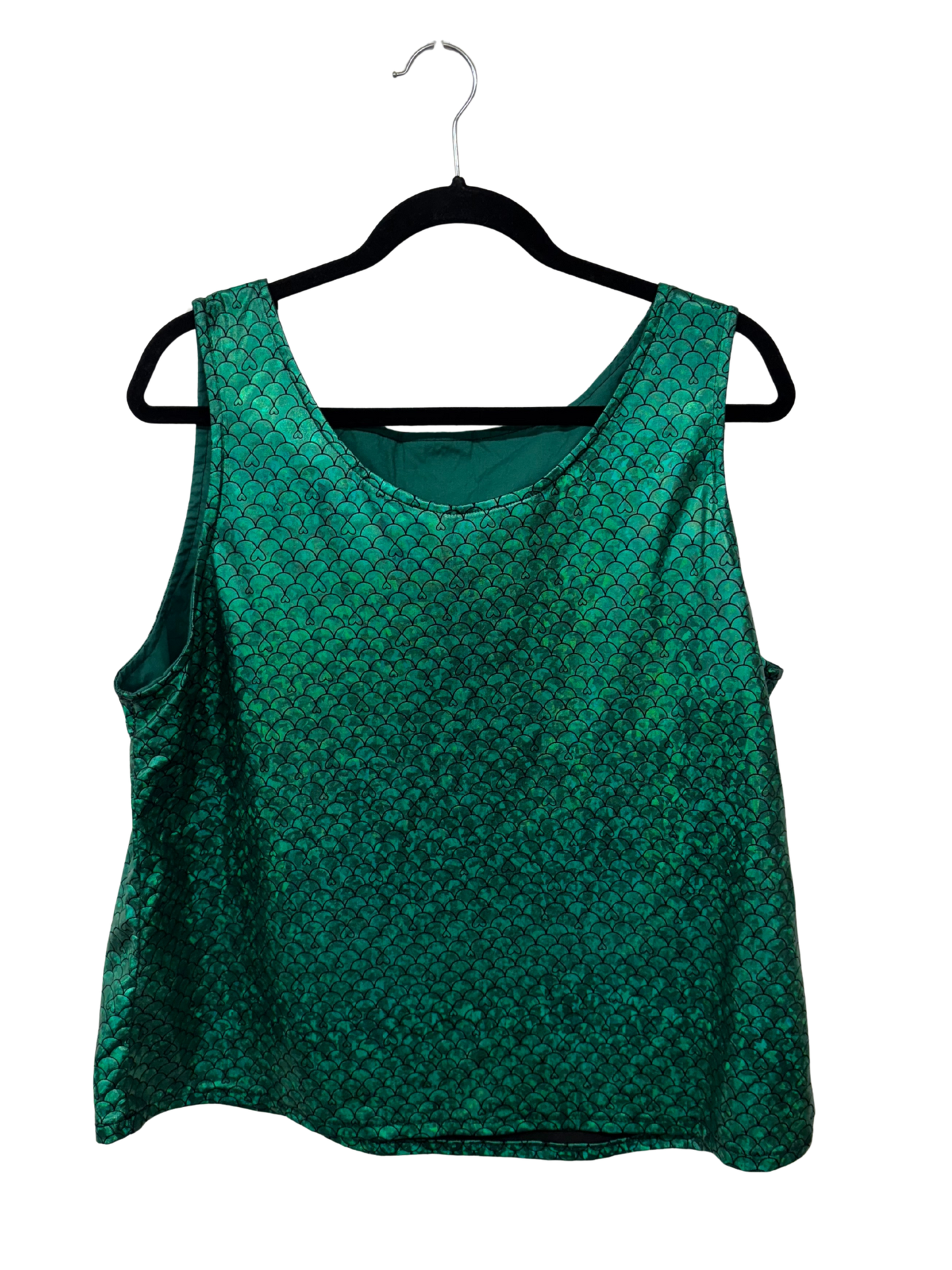Green & Black Scale Print Sleeveless Singlet Top