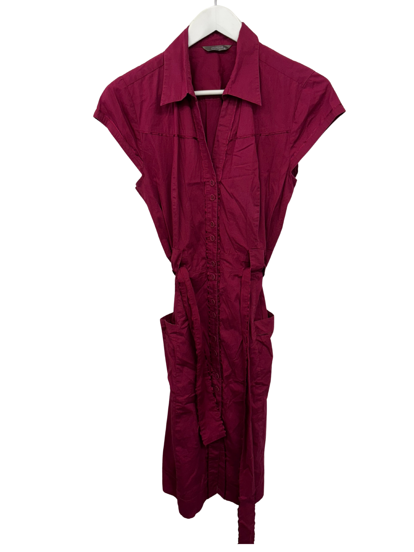 Maroon Sleeveless Midi Dress with Buttons