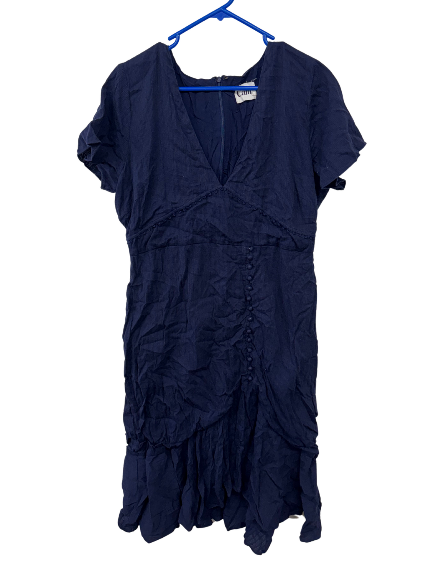 Dark Blue Short Sleeve Midi Dress