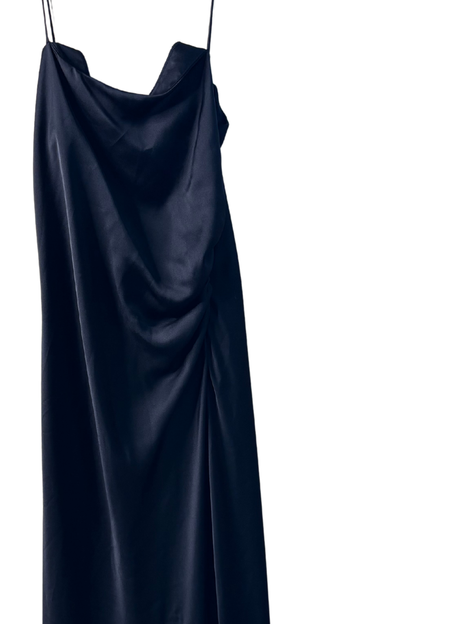 Black Strappy Ruched Waist Long Dress