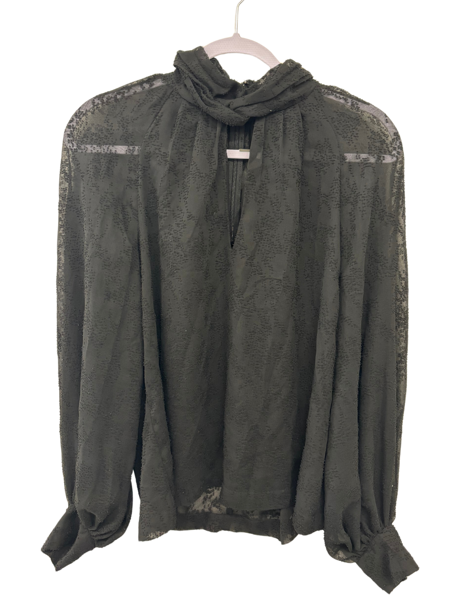 Black Long Sleeve High Neck Top with Textured Fabric