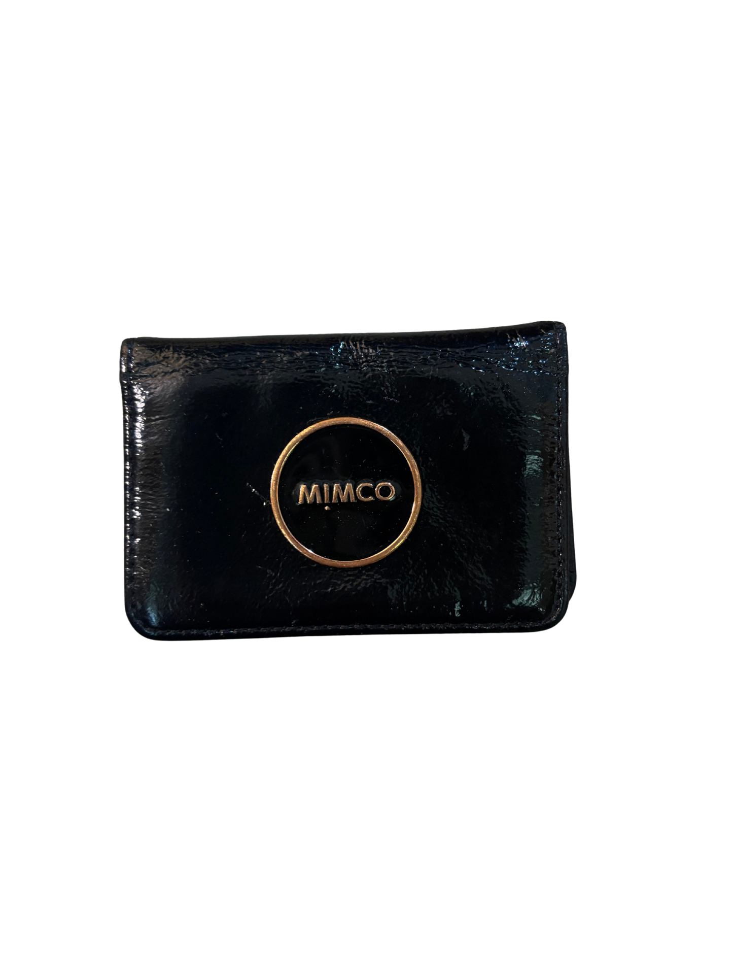 Black Patent Card Holder with Rose Gold Hardware