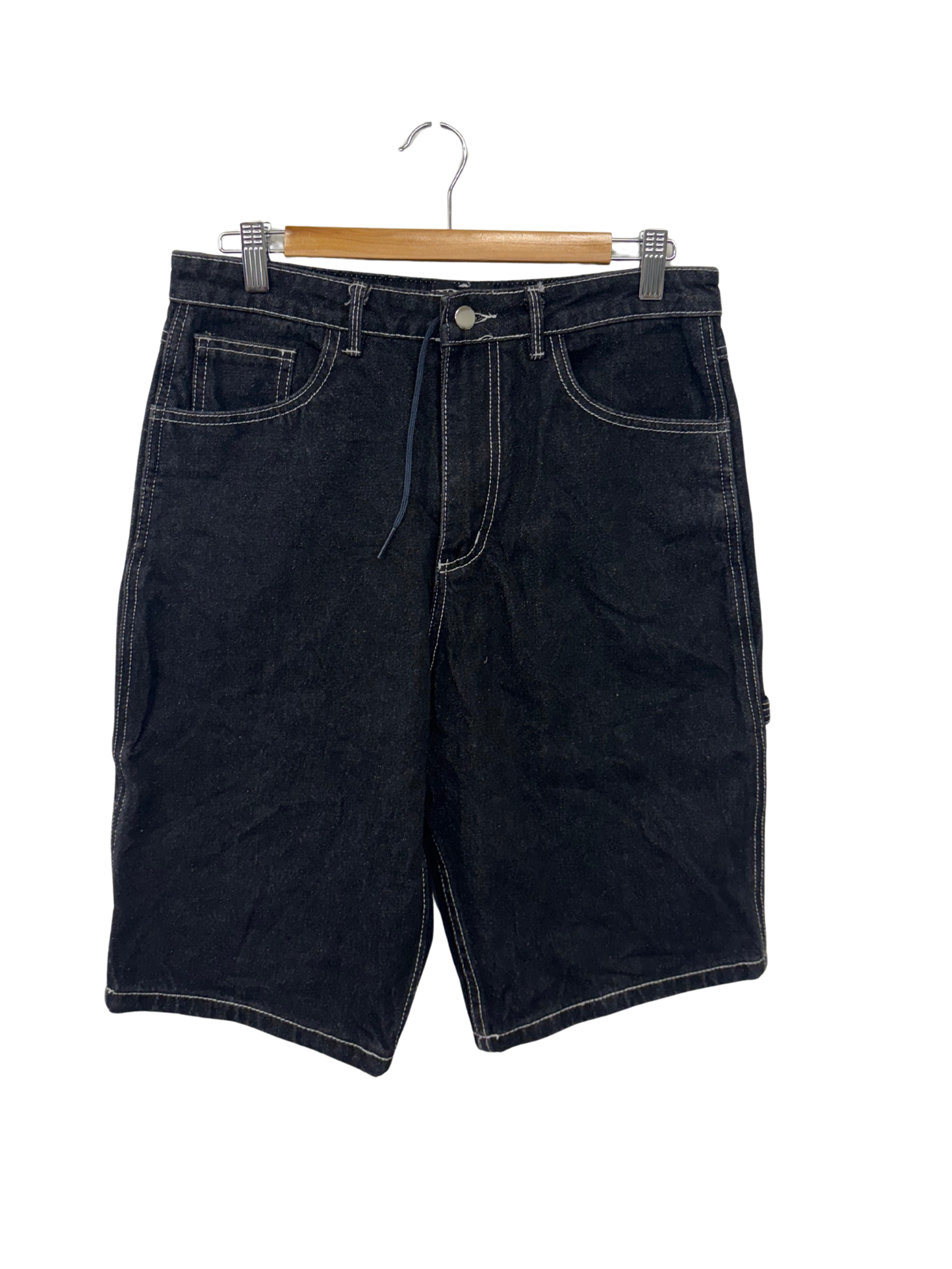 Black Jorts with White Contrast Stitch