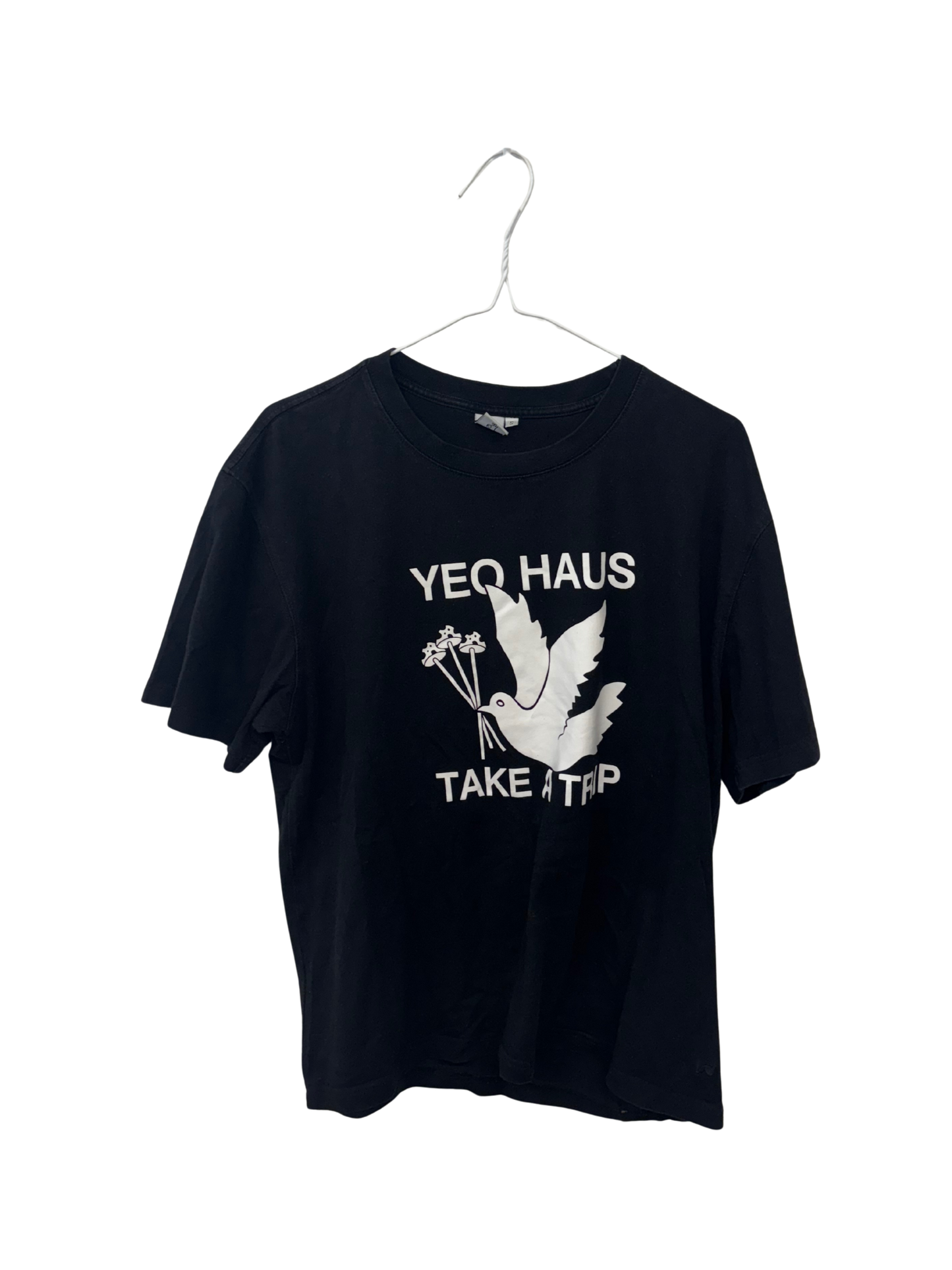 Black Short Sleeve T Shirt with White Logo