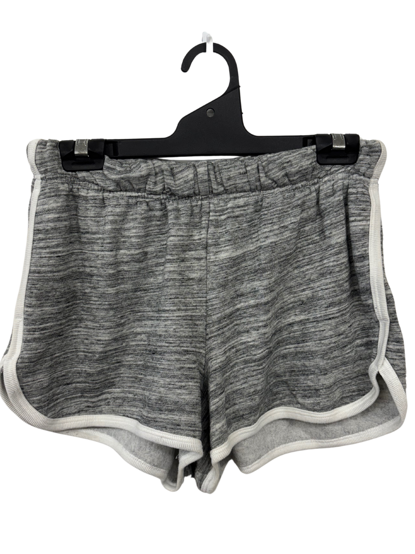Grey Marle Sweater Shorts with White Trim and White Logo on Back