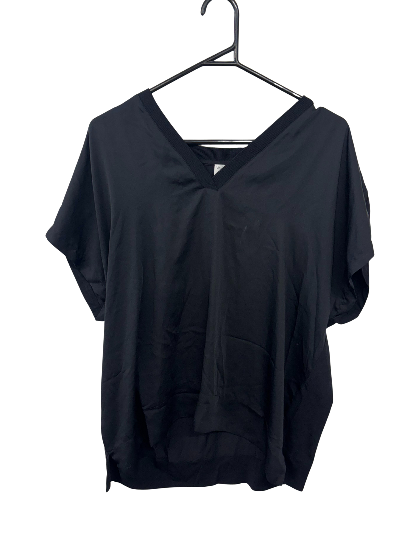 Black Batwing V Neck Top
