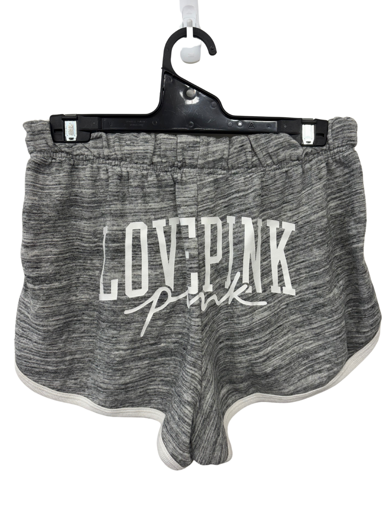 Grey Marle Sweater Shorts with White Trim and White Logo on Back