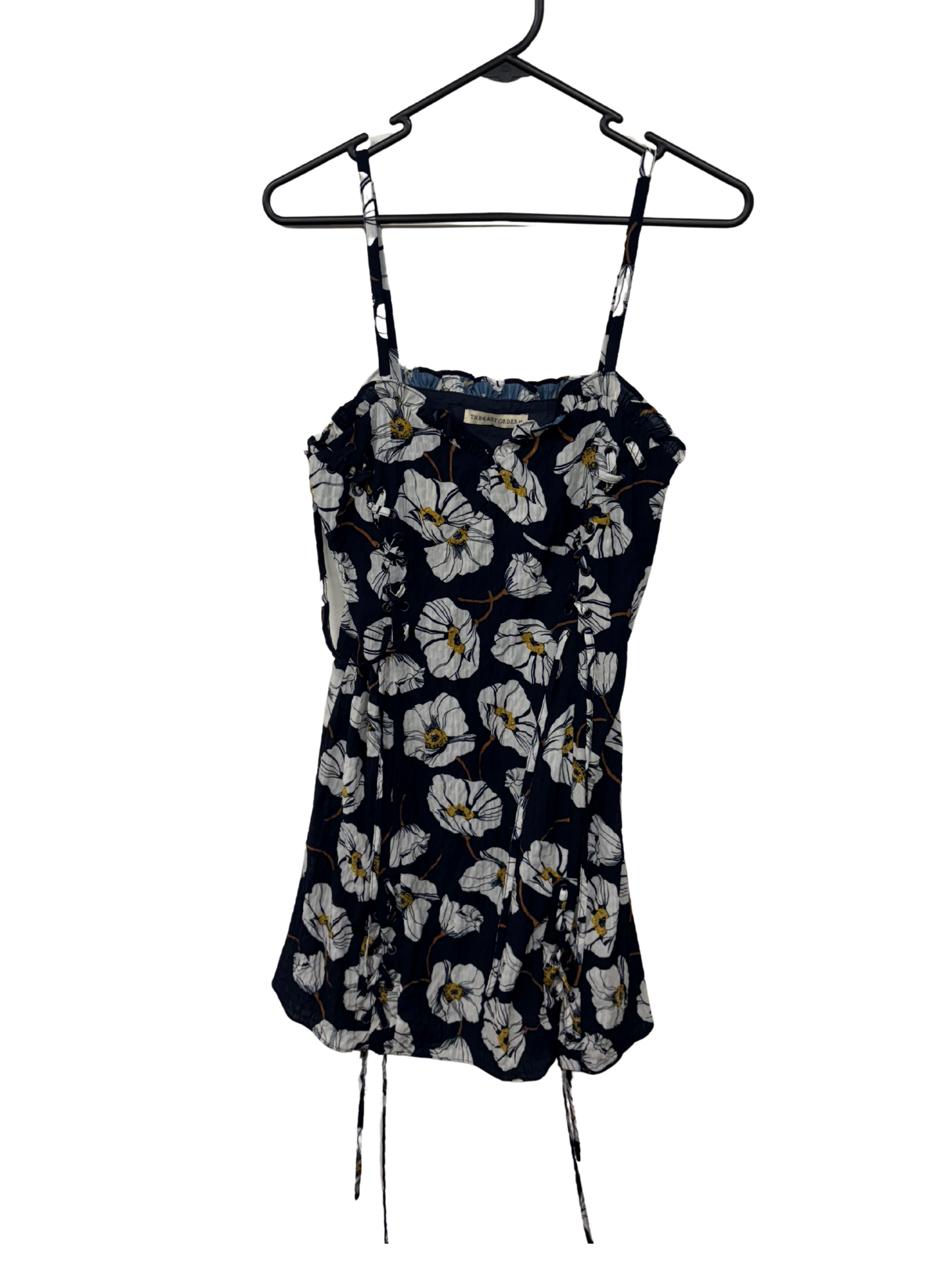 Dark Blue, White & Yellow Floral Strappy Dress
