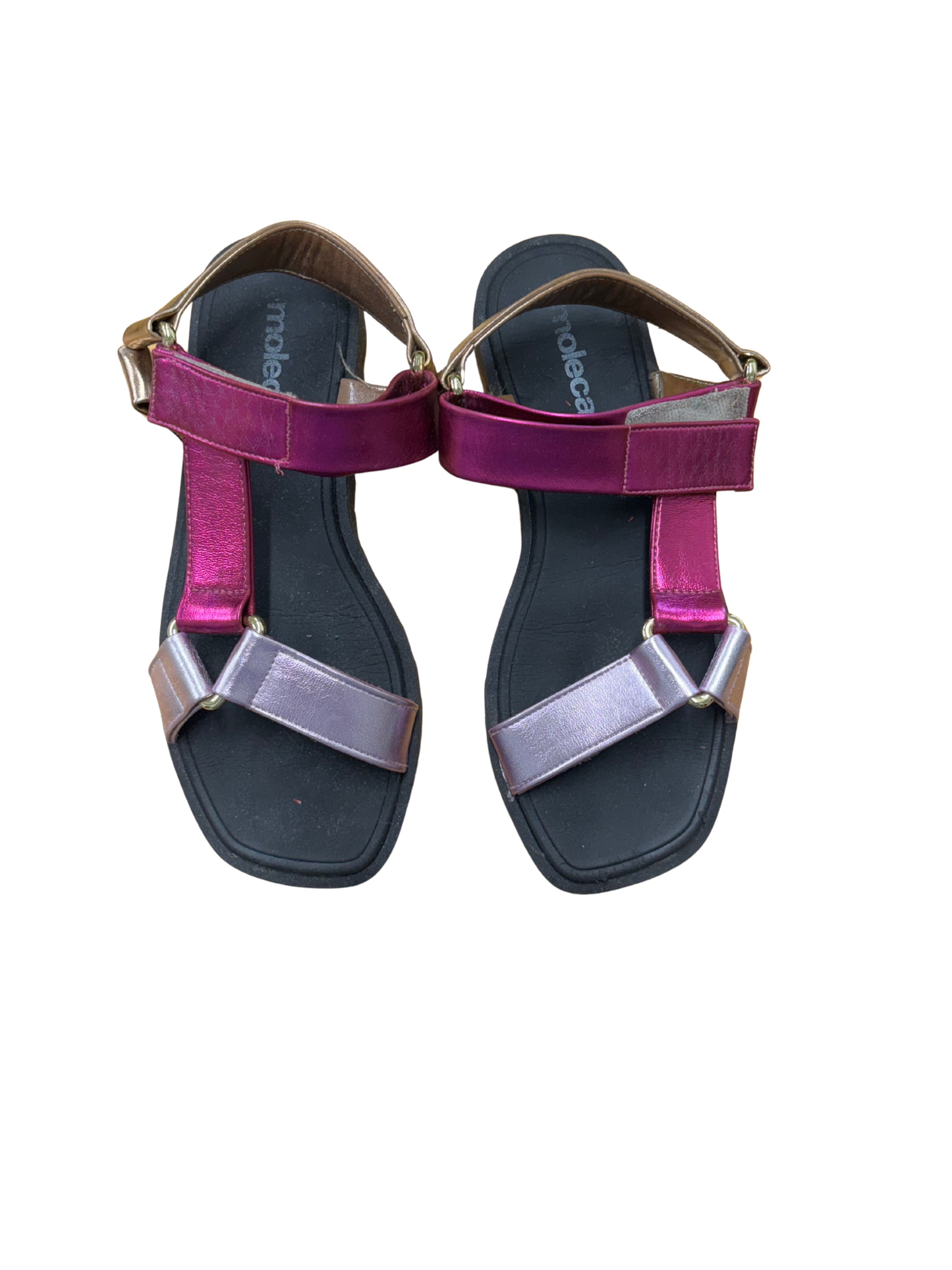 Black & Metallic Pink Strappy Sandal