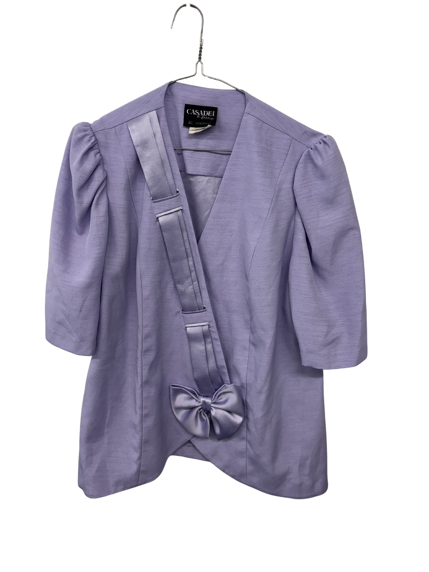 80s Light Purple Short Sleeve Jacket with Bow