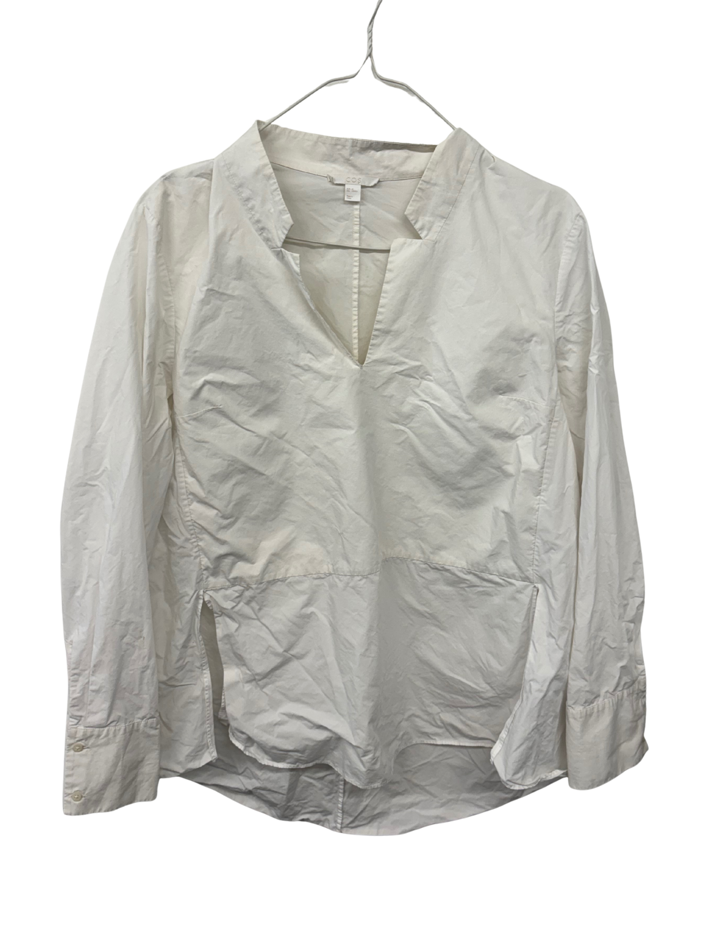 White Long Sleeve V Neck Shirt