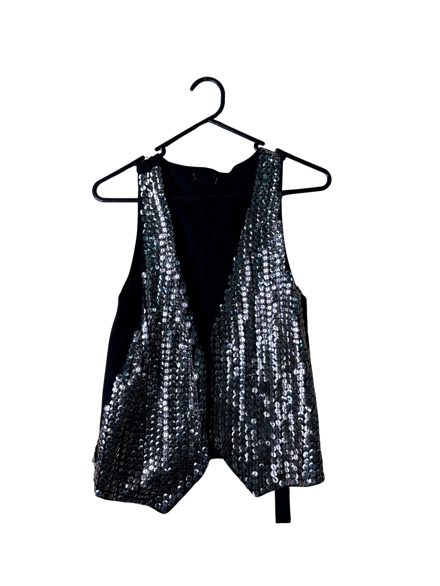 Silver & Black Sequin Vest
