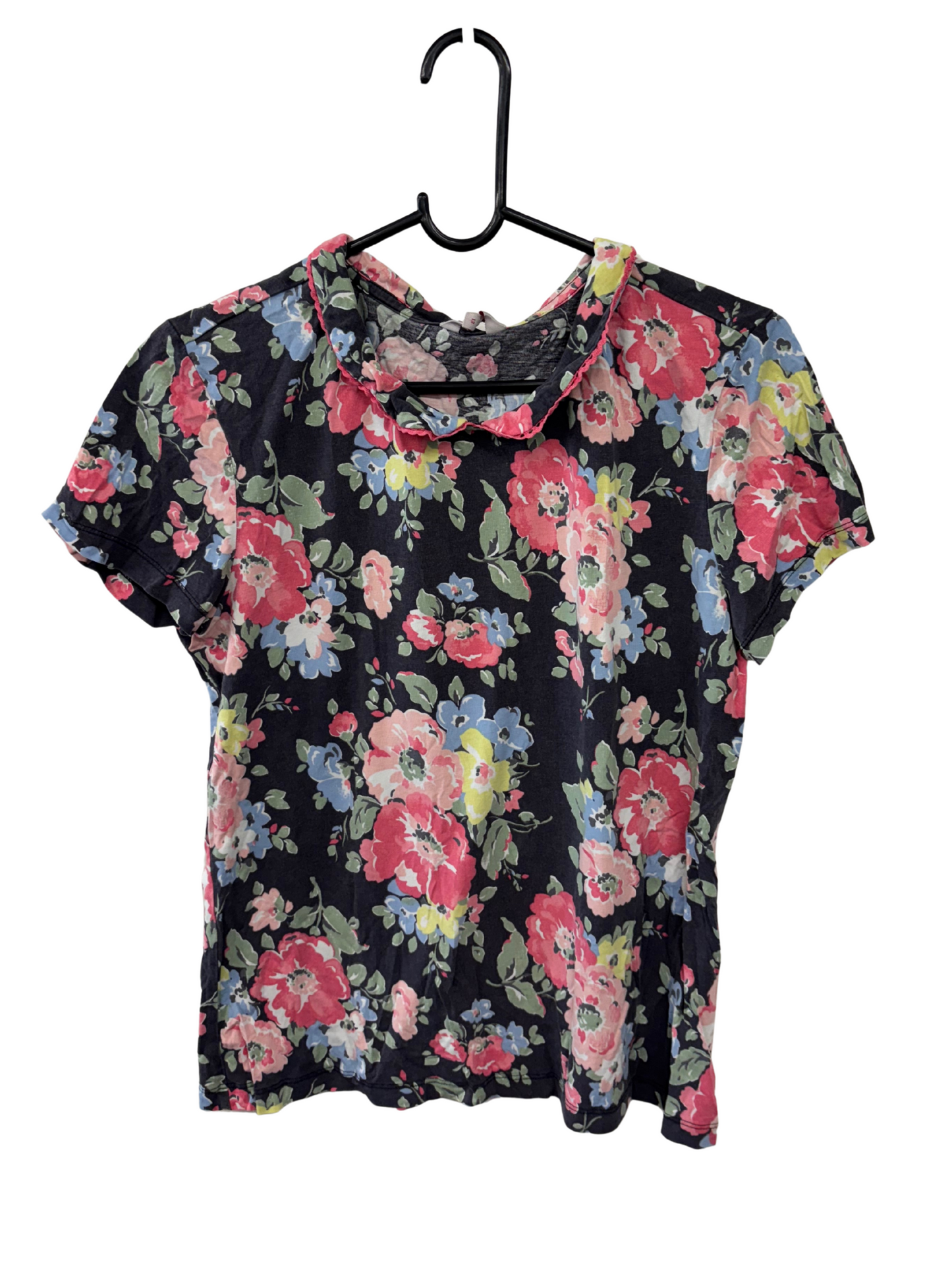 Black & Multicolour Floral Print Shirt with Collar
