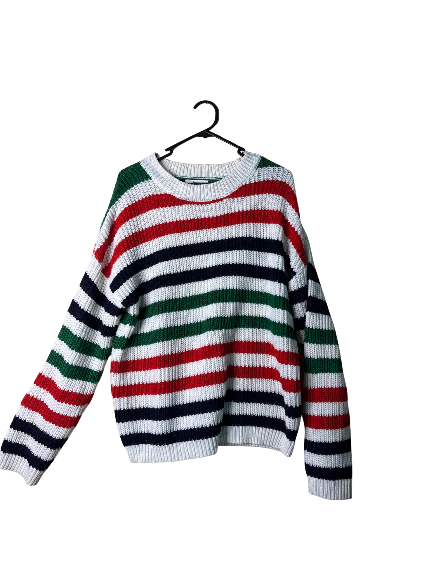 White, Red, Blue, Green Stripe Long Sleeve Knit Jumper