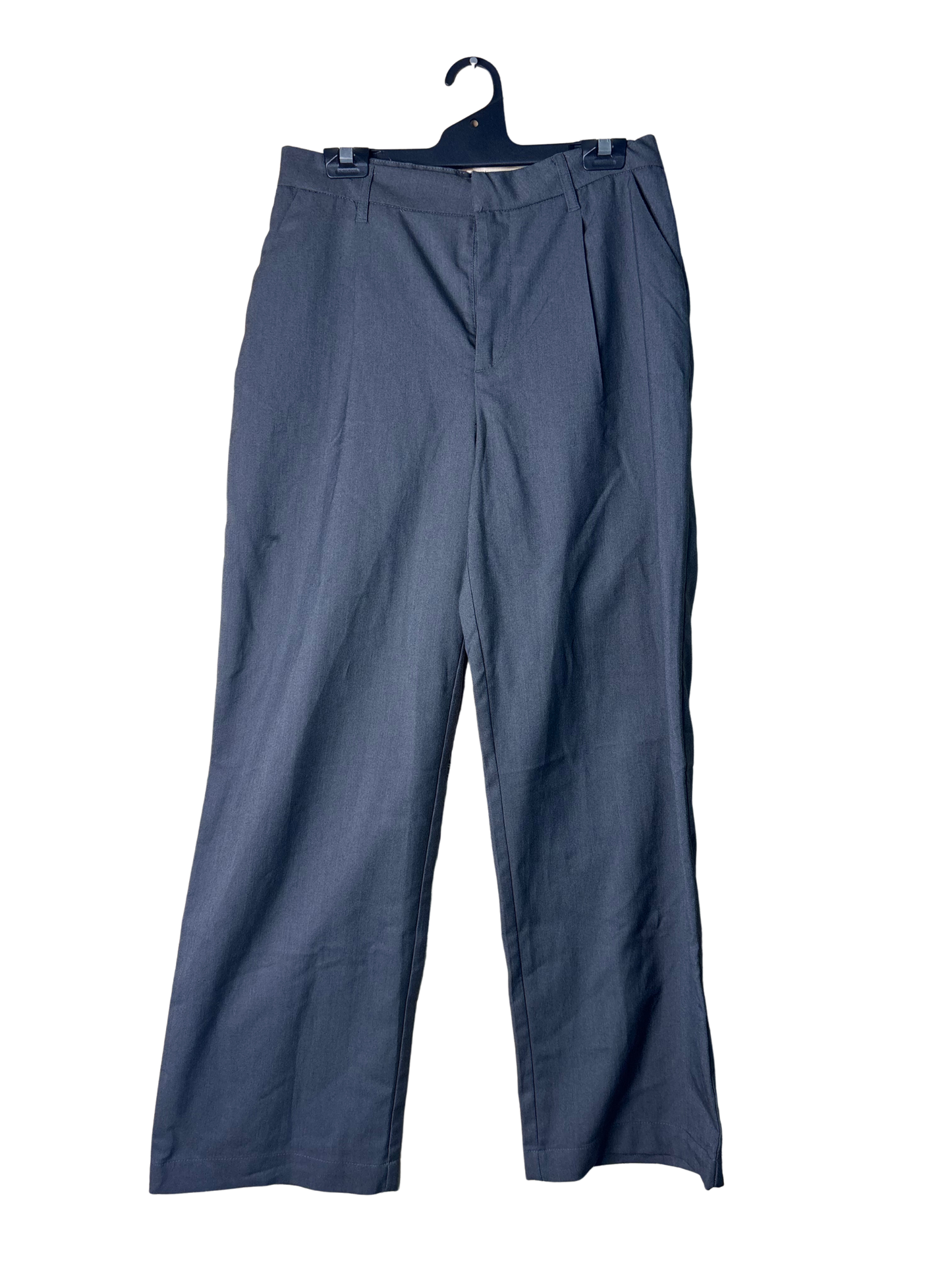 Grey Mid-Rise Wide Leg Business Pants