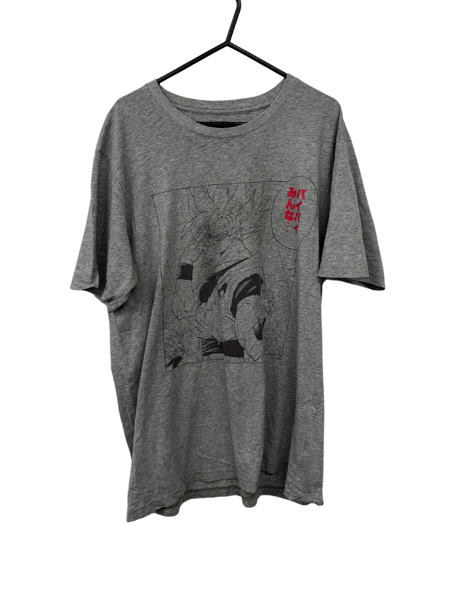 Grey Short Sleeve T Shirt with Anime Logo