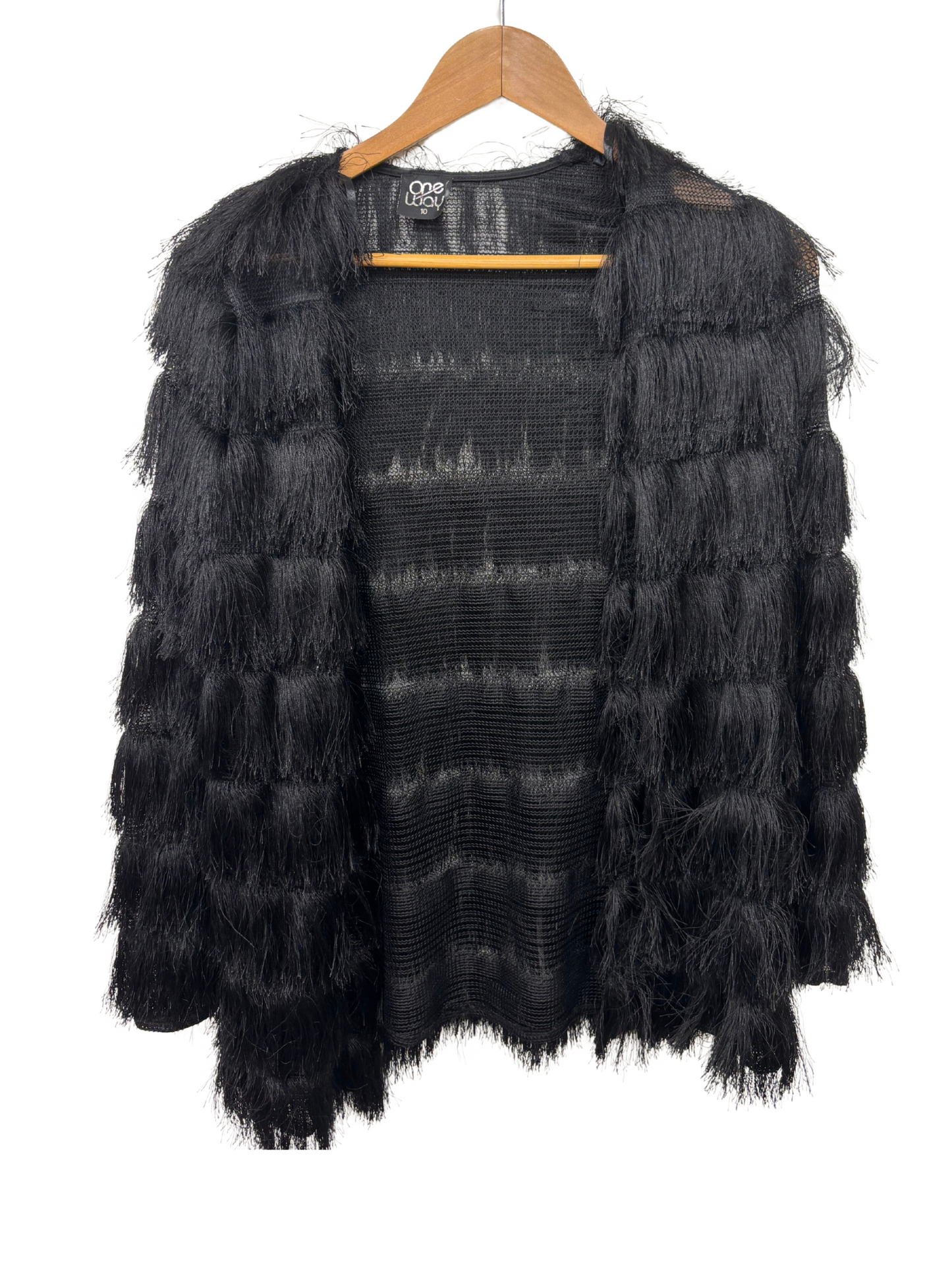 Black Long Sleeve Fringe Jacket