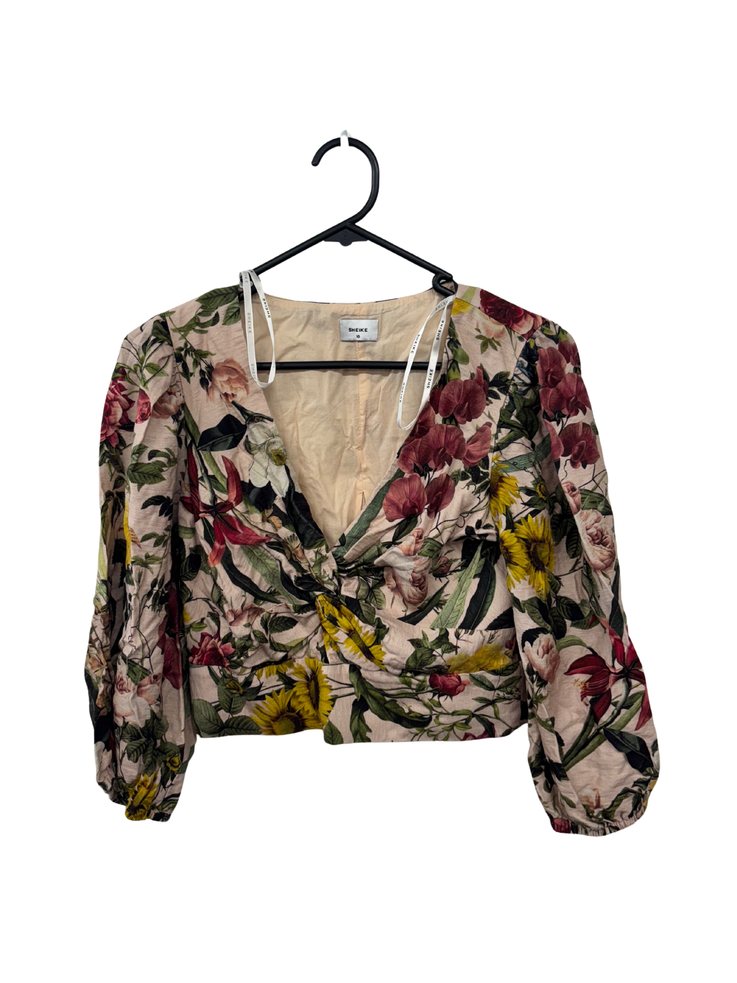 Light Pink & Floral Print Short Sleeve Top