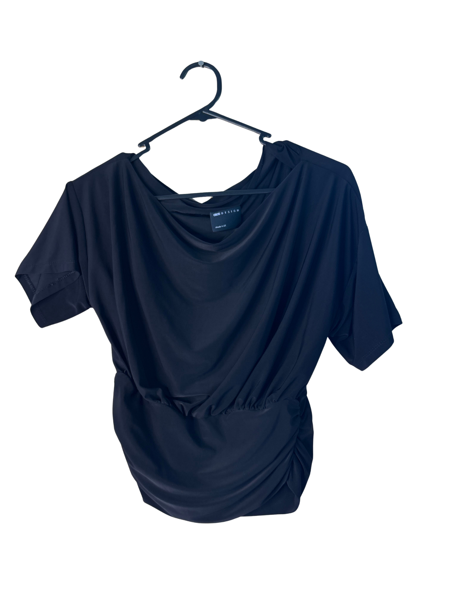 Black Short Sleeve Asymmetrical Top