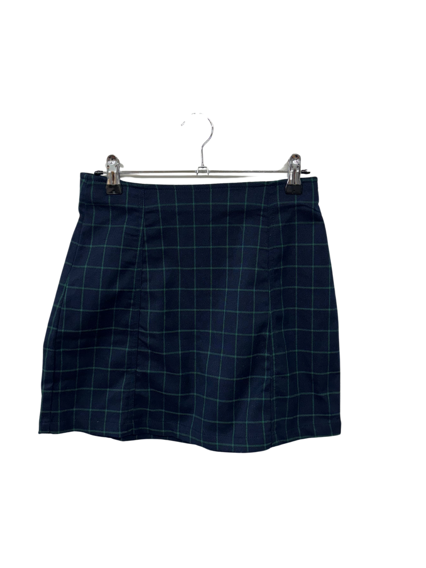 Dark Blue & Green Check Mini Skirt