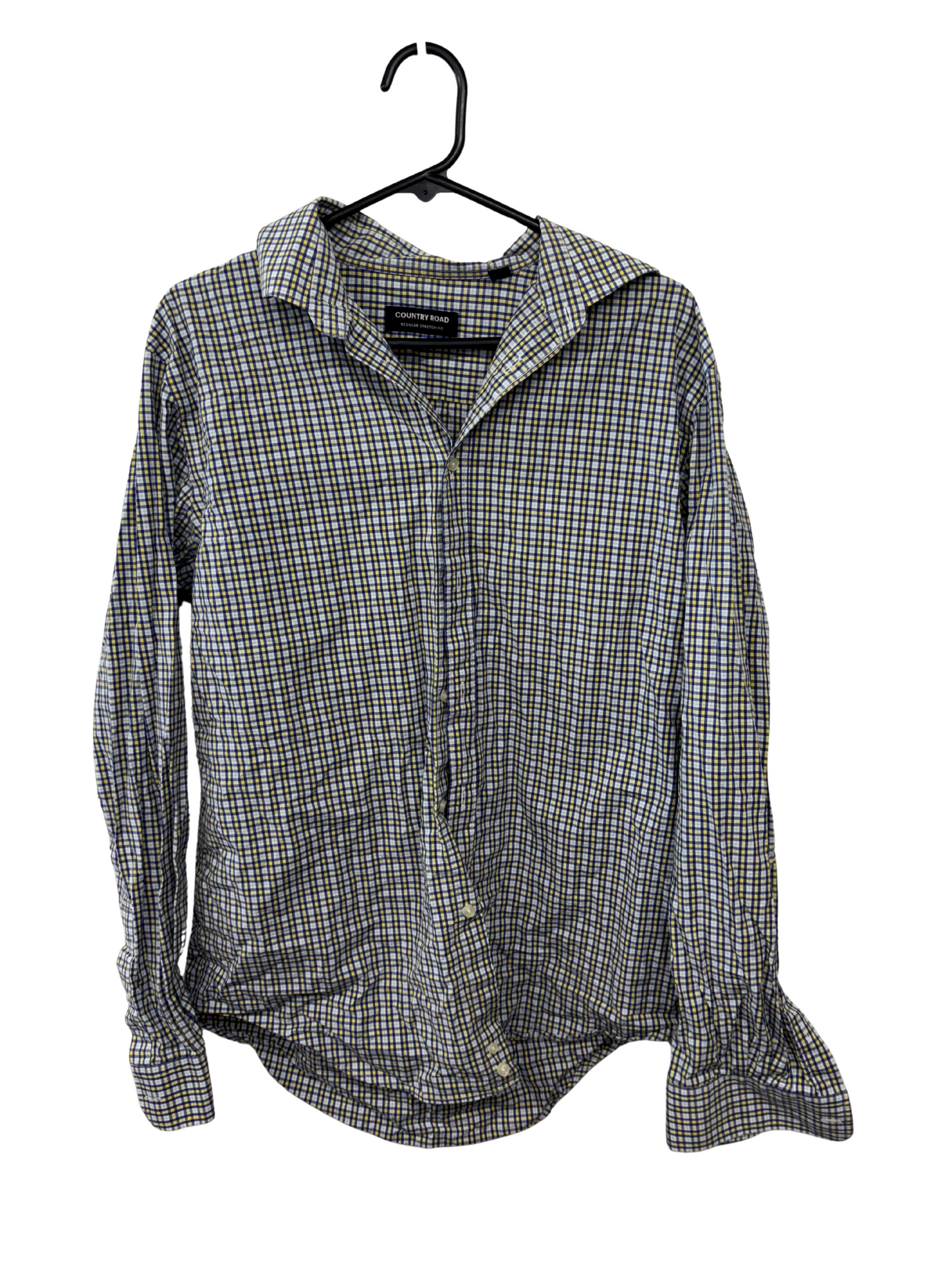 Blue, Yellow, White Logn Sleeve Button Up Shirt