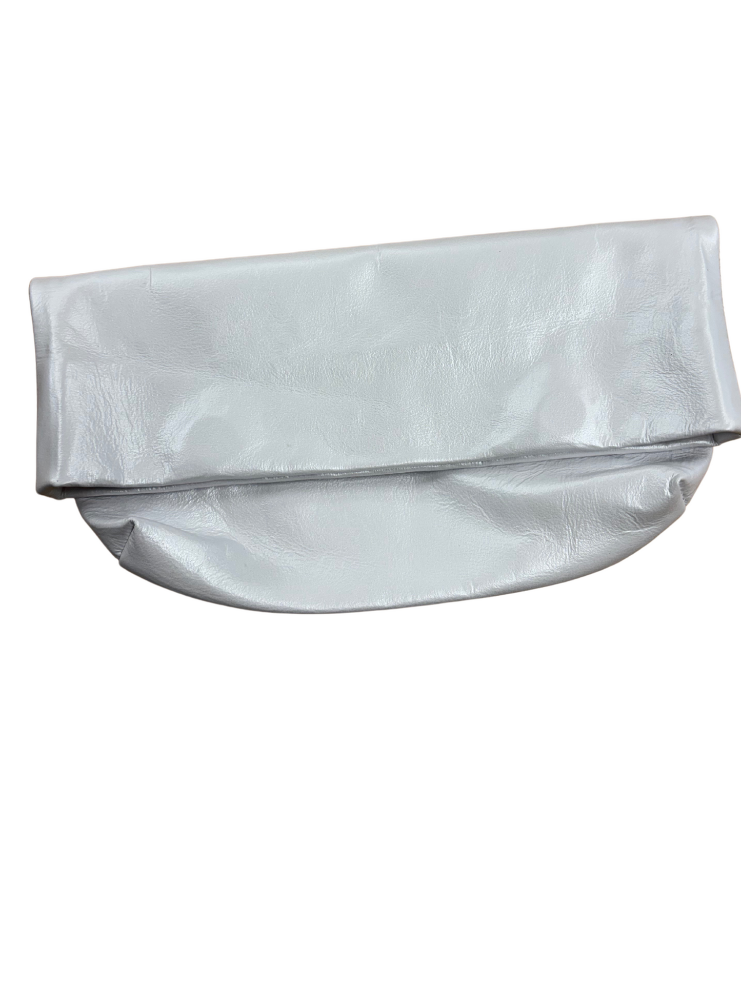 White Shiny Foldover Clutch