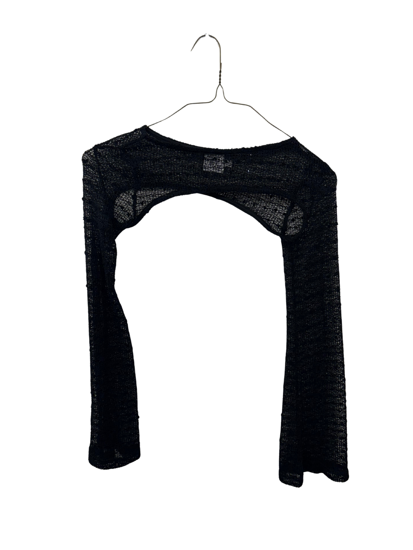 Black Knit Sequin Long Sleeve Bolero Top