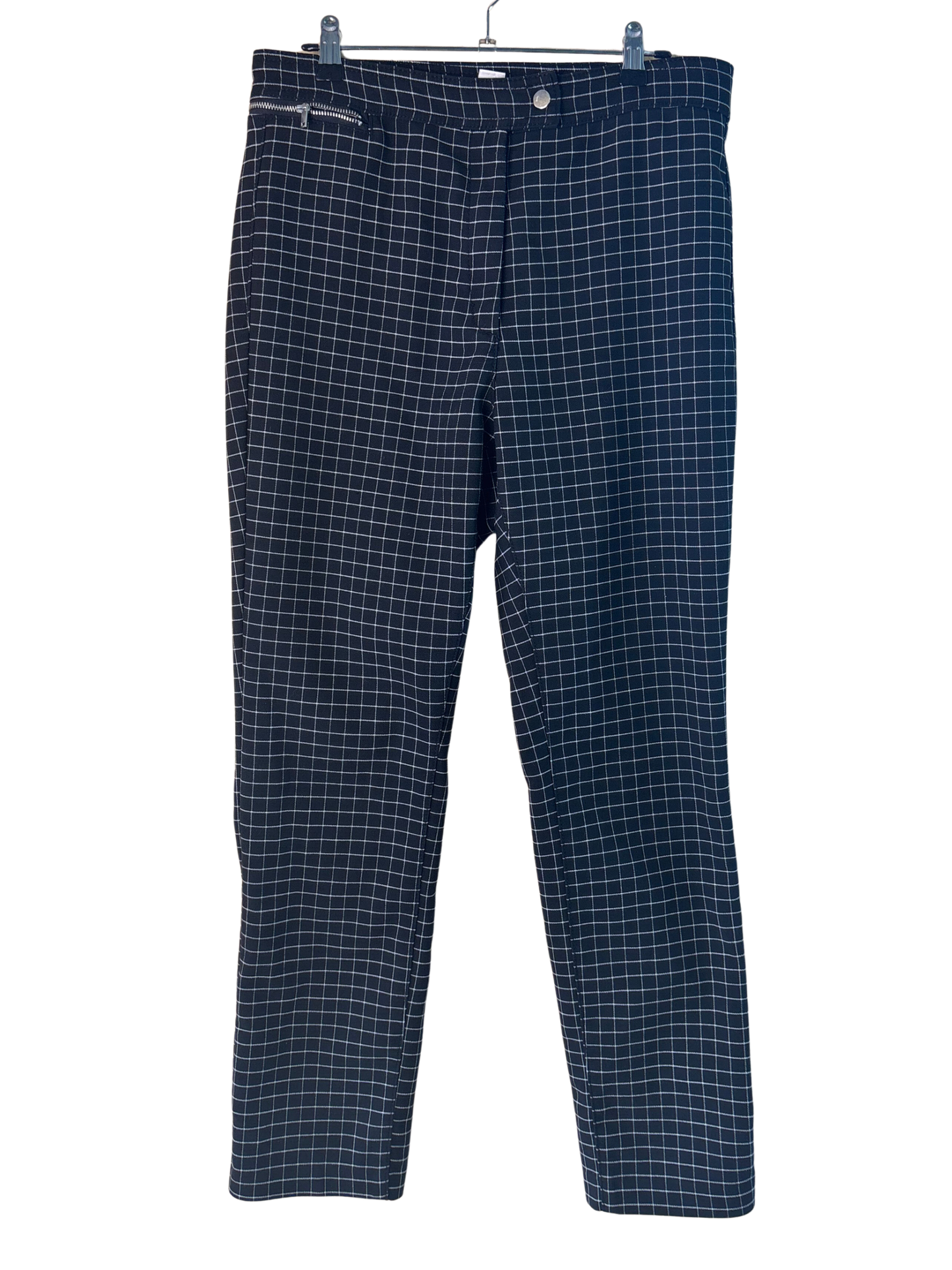 Black/White Lattice Print Straight Leg Pants