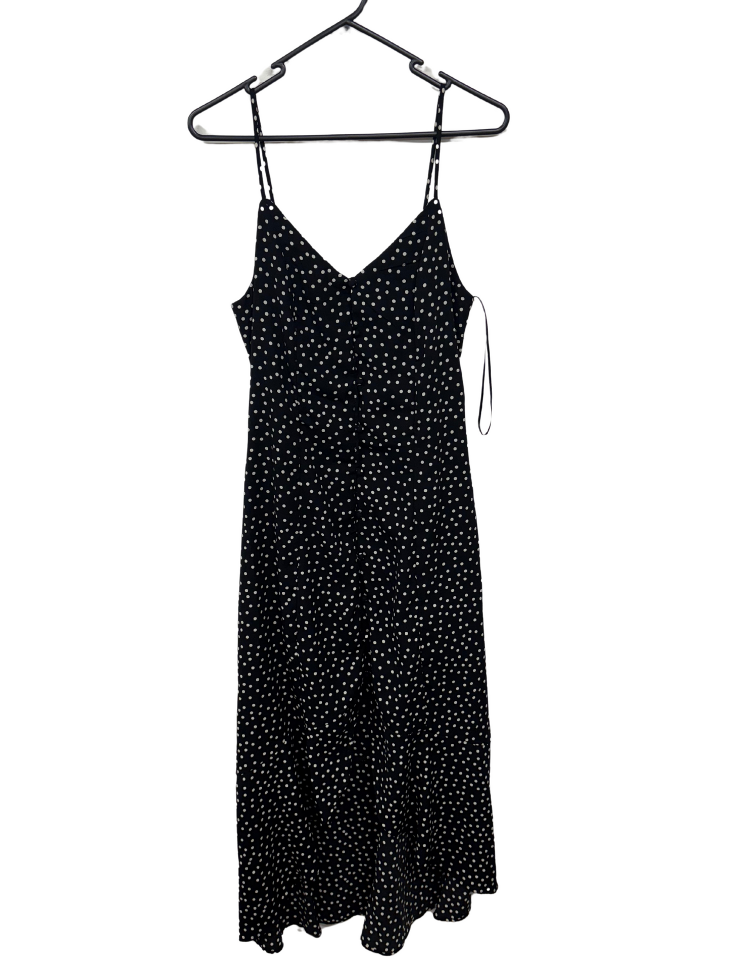 Black & White Spot Strappy Midi Button Up Dress