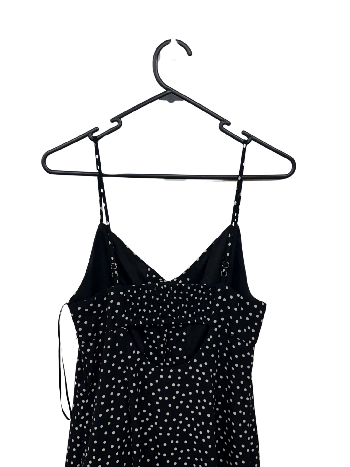 Black & White Spot Strappy Midi Button Up Dress