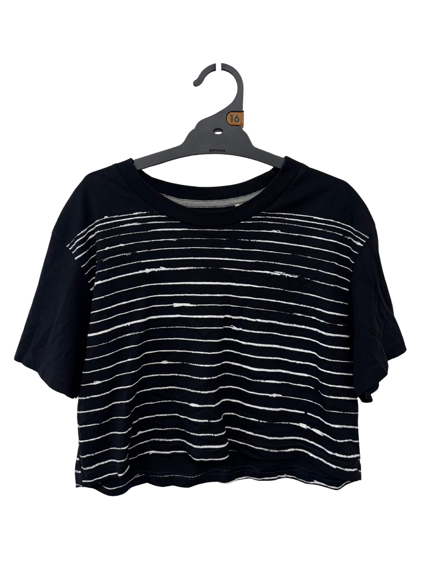 Black & White Stripe Crop T Shirt