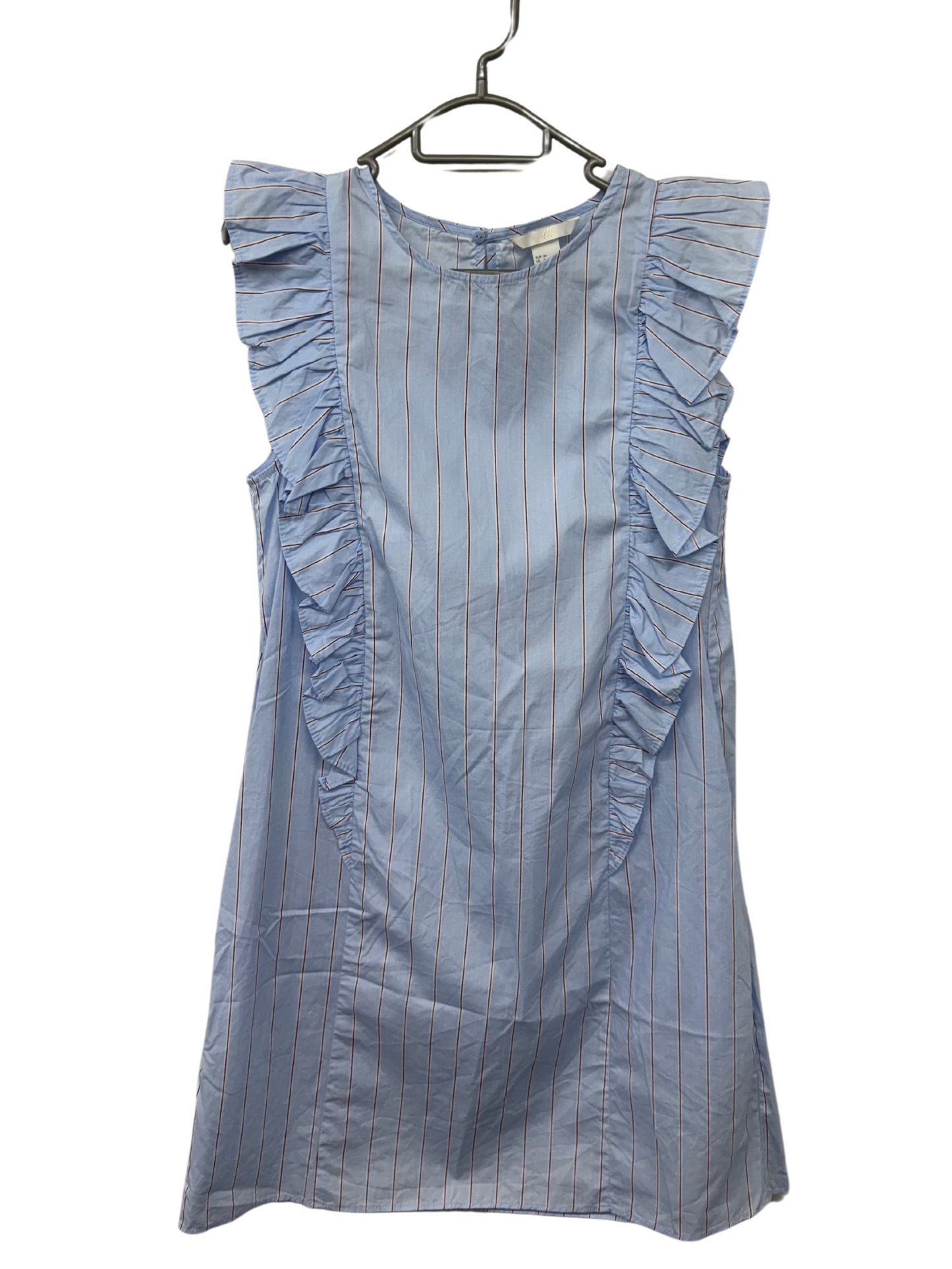 Blue & Red, White Striped Sleeveless Short Dress