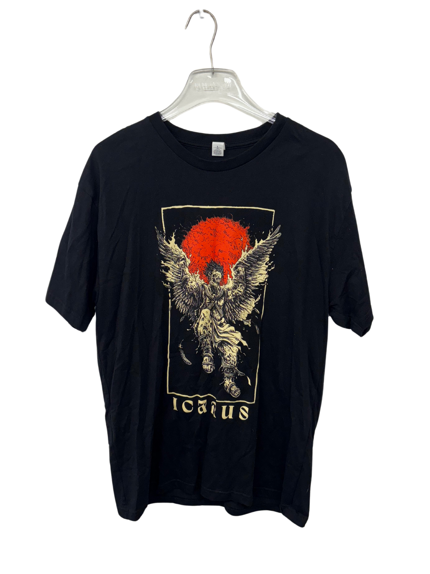 Black Short Sleeve Shirt with Cream 'Icarus' Logo