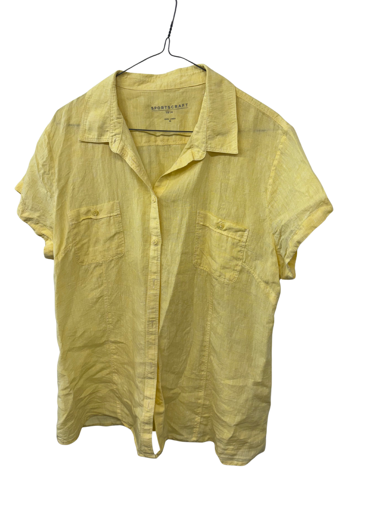 Yellow Cap Sleeve Button Shirt