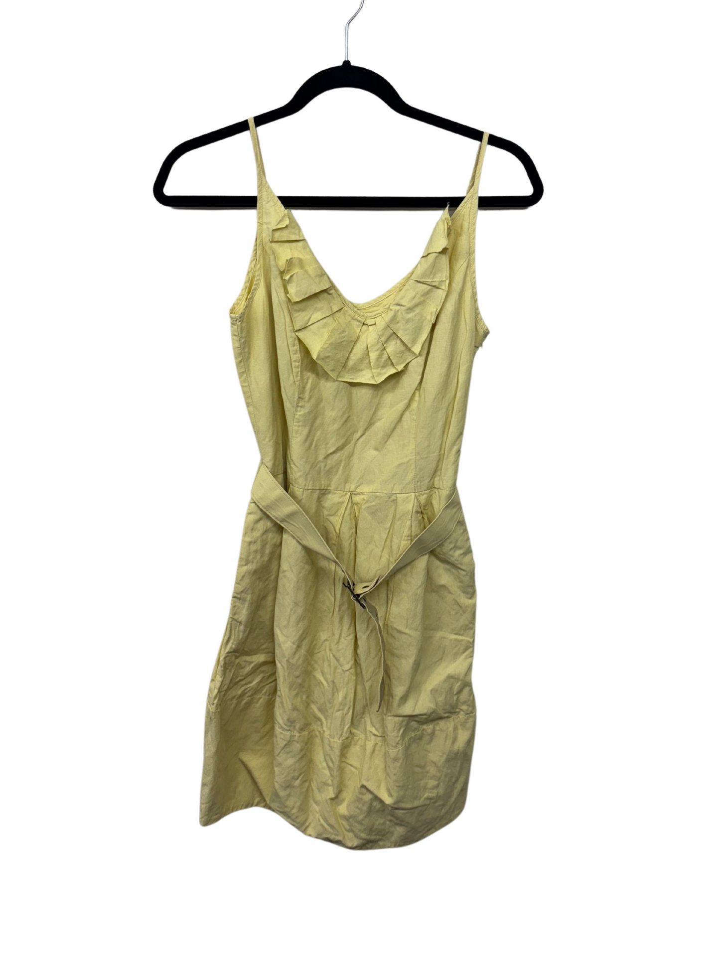 Yellow Strappy Dress with Ruffle & Belt