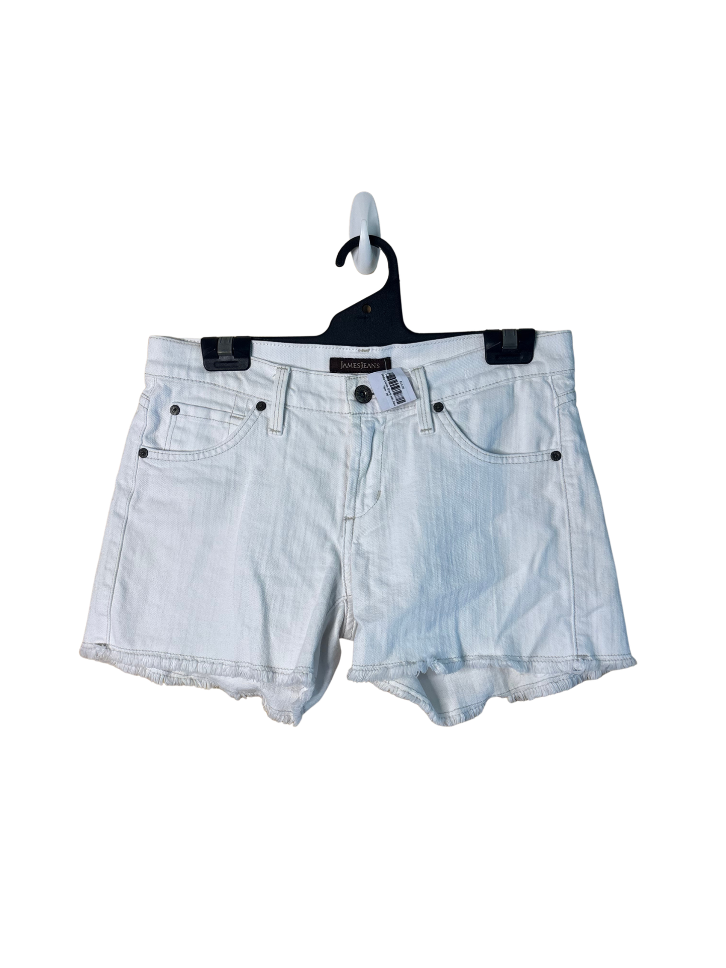 White Denim Shorts with Raw Hem