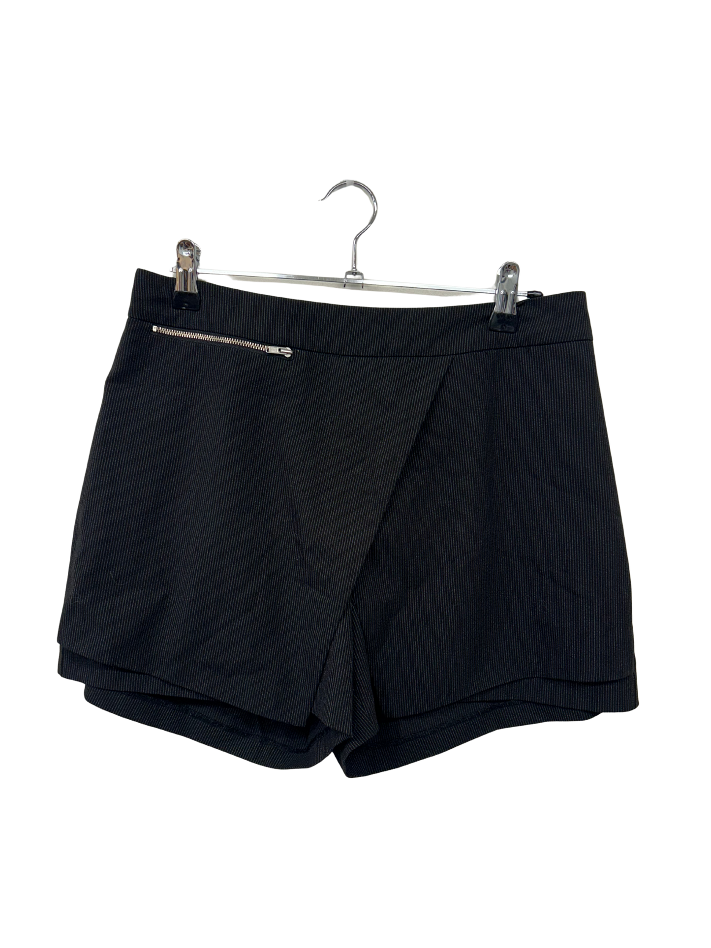 Black & Grey Pinstripe High Waisted Skort
