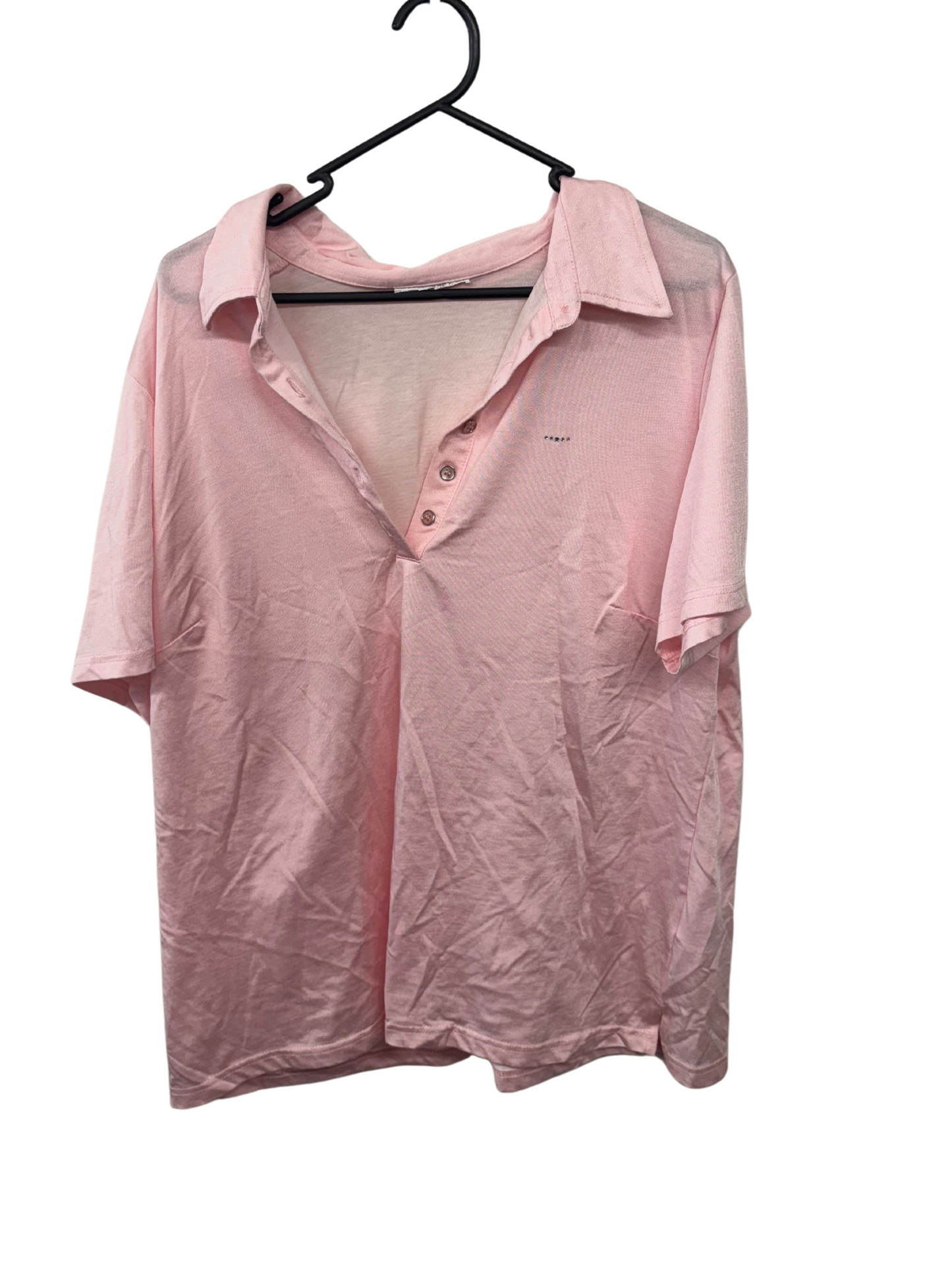 Light Pink Short Sleeve Polo Collar Shirt